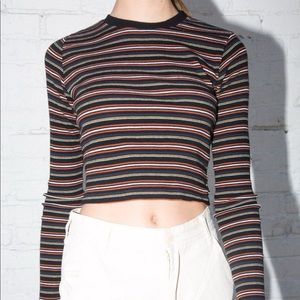 Brandy Melville Cropped Striped Long Sleeve